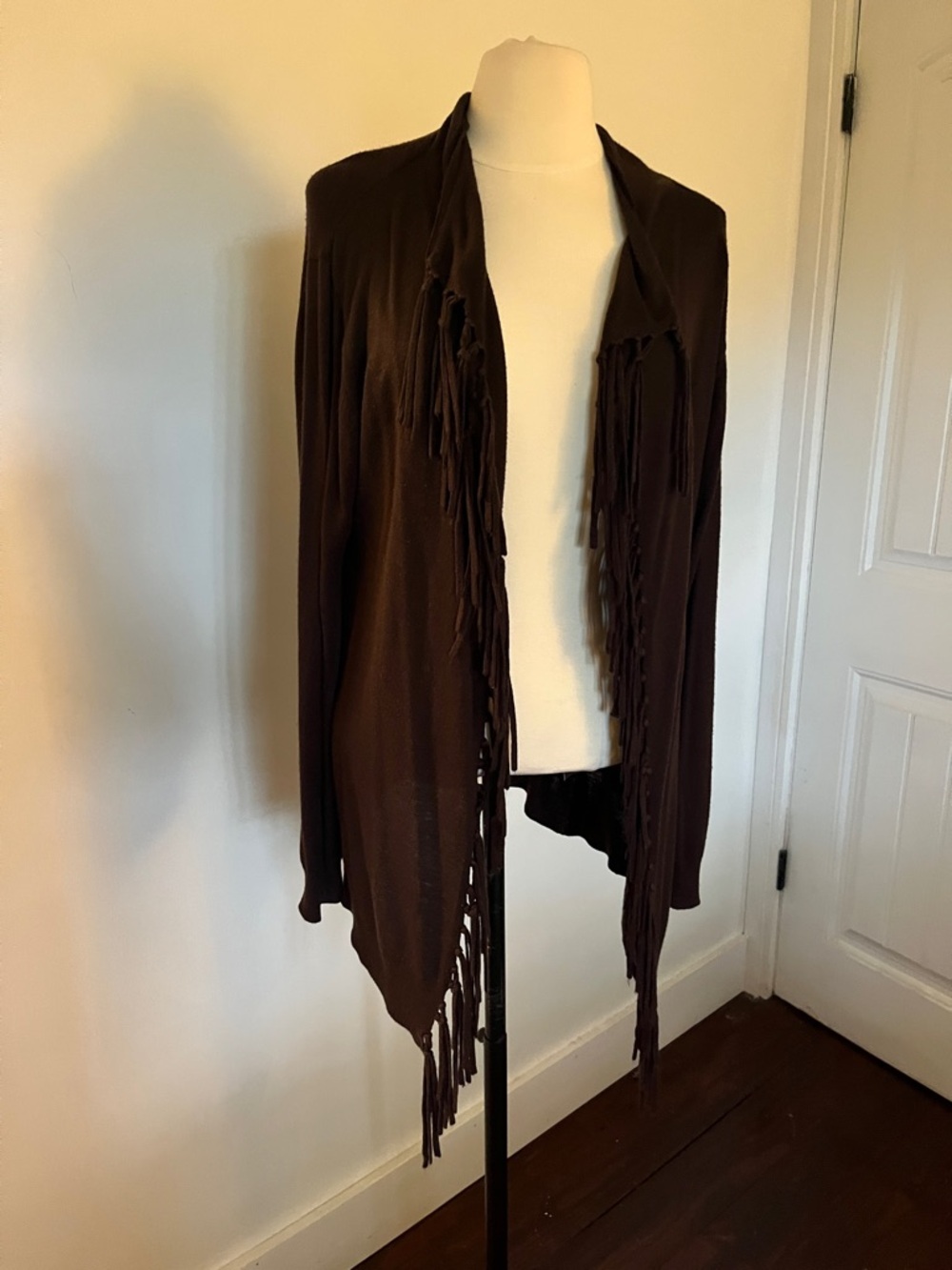 live and let live Brown Fringe Open-Front Women's Cardigan